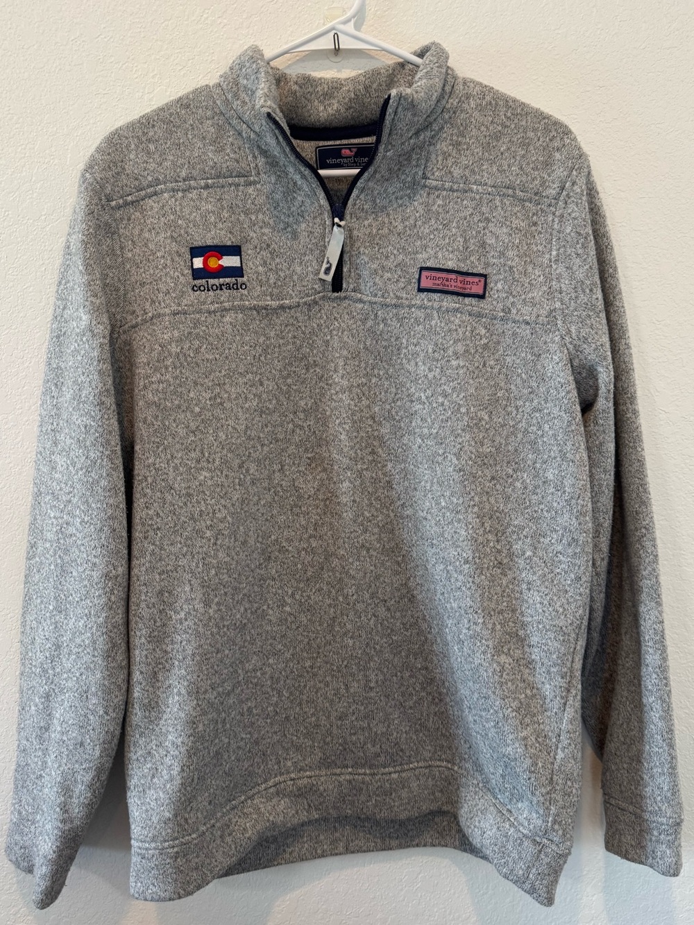 Vineyard Vines Gray Quarter-Zip Pullover with Colorado Patch